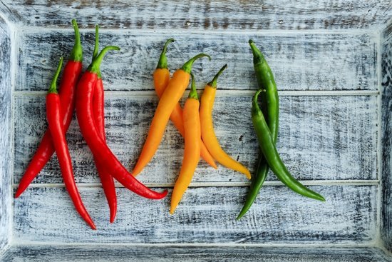 Fresh Chili on a Wooden Table